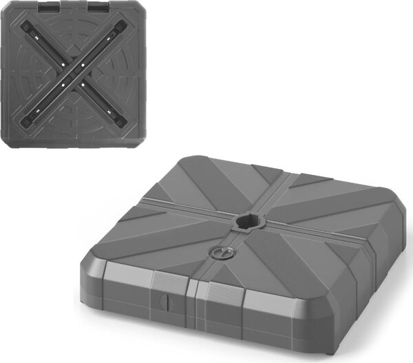 KOMFOTTEU Supporto per ombrellone riempibile con 45 l di acqua / 60 kg di sabbia / 80 kg di sabbia umida, supporto per aste da 38/48 mm, supporto per ombrelloni a braccio per giardino e balcone