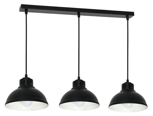 Lampada a sospensione Loft su tavolo striscia nera 3 paralumi Sven 3xE27 15W Luminex