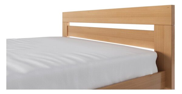 Letto matrimoniale di colore naturale in faggio massiccio con rete inclusa 180x200 cm Fiorentino – B.E.S