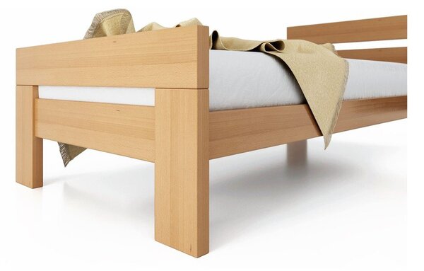 Letto matrimoniale di colore naturale in faggio massiccio con rete inclusa 180x200 cm Fiorentino – B.E.S