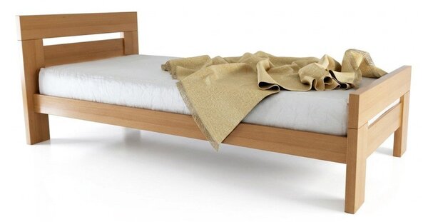 Letto singolo di colore naturale in faggio massiccio con rete inclusa 90x200 cm Fiorentino – B.E.S