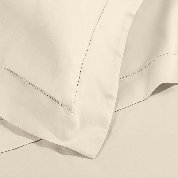 Coppia Federe In Raso Di Cotone Raso Standard Dreaming Tinta Unita Avorio Caleffi