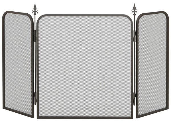 HOMCOM Parascintille Camino Pieghevole a 3 Pannelli in Metallo, 96x1.3x56 cm, Nero