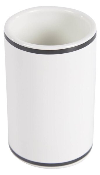 Portaspazzolino Arminda in ceramica bianco con dettaglio nero