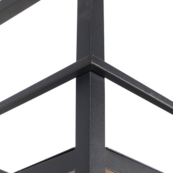 Lampada a sospensione intelligente nera con mensola grande 4 luci incl. Wifi G95 - Cage Rack