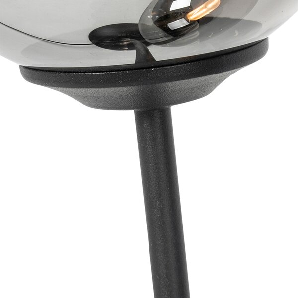 Lampada da tavolo moderna nera 2 luci vetro fumé - ATHENAS