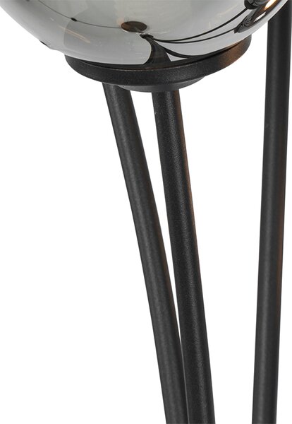 Lampada da terra moderna nera 5 luci con vetro fumé - ATHENAS