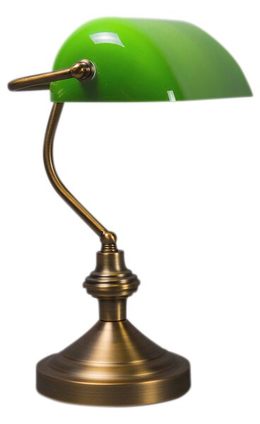 Lampada da tavolo classica/lampada da notaio bronzo con vetro verde - Banker