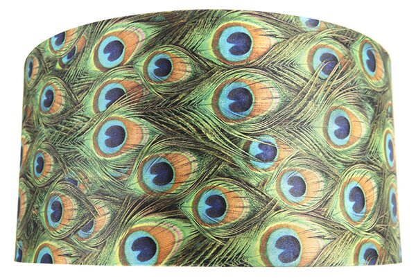 Paralume in velluto con design pavone 50/50/25 con interno dorato
