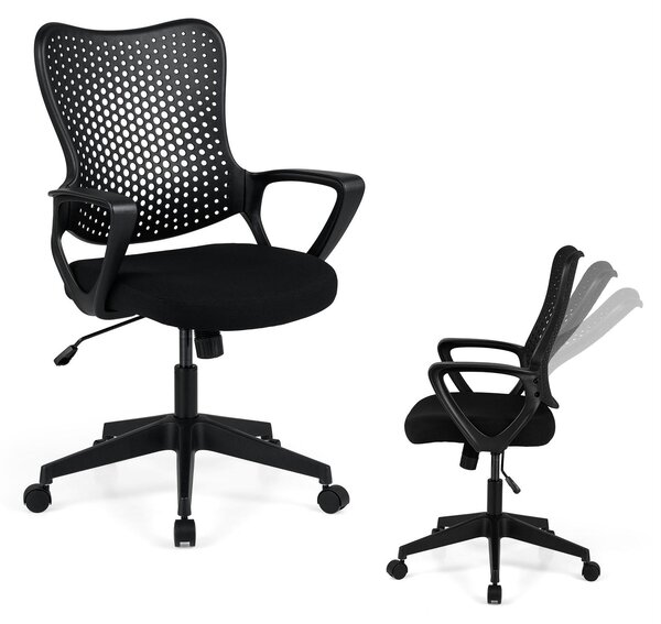 Sedia da ufficio KOMFOTTEU, sedia girevole regolabile in altezza con rotelle, sedia da lavoro con schienale e braccioli, sedia da computer ergonomica con seduta imbottita, sedia da scrivania per studio, ufficio