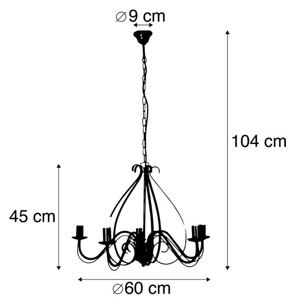 Lampadario classico oro antico 5 luci - Giuseppe 5