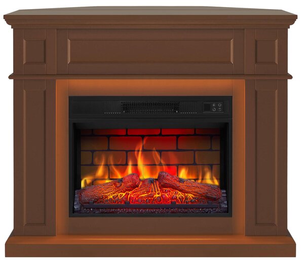 Camino elettrico ArtiFlame Linz AF23BS marrone – camino universale 2 in 1 con illuminazione a LED, installazione a parete o ad angolo, effetto fiamma realistico e 1,8