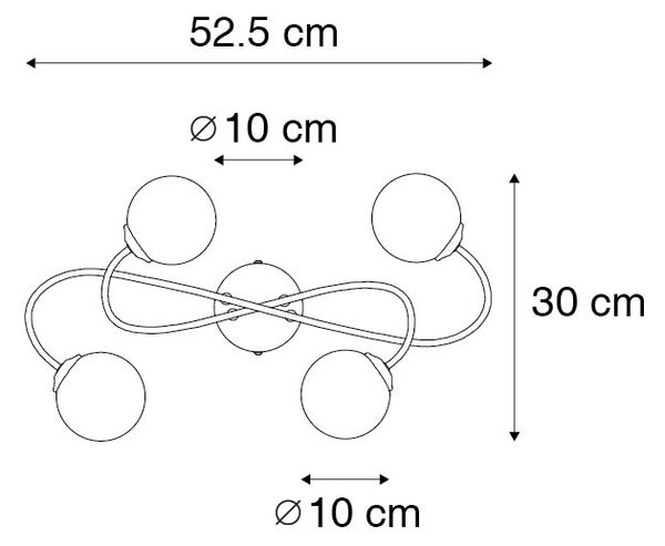 Plafoniera moderna oro 4 luci vetro fumé - ATHENAS
