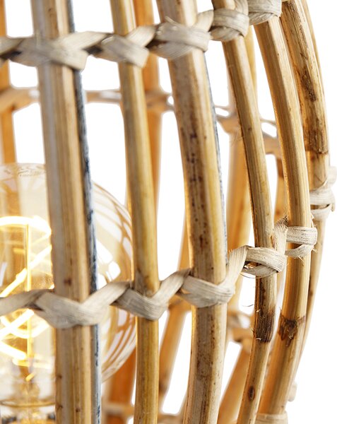 Lampada da tavolo rustica treppiede bambù con bianco - Canna Capsule