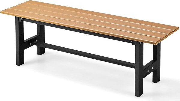 Panchina da giardino KOMFOTTEU in metallo, panchina da esterno resistente alle intemperie, panchina in metallo con portata fino a 300 kg, panchina da parco per giardino, cortile, balcone, 120×36×40,5 cm (marrone)