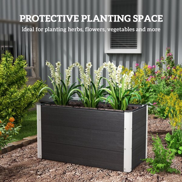 Outsunny Fioriera Vaso per Piante e Colture in Legno e Plastica, Grigio, 100x50x50cm Grigio 100x50x50cm