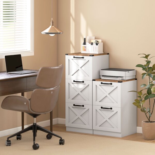 HOMCOM Cassettiera con 2 Cassetti, con Piano Porta Stampante e Guide per formato A4/Lettera, 40x40x71 cm Bianco | Aosom Italy