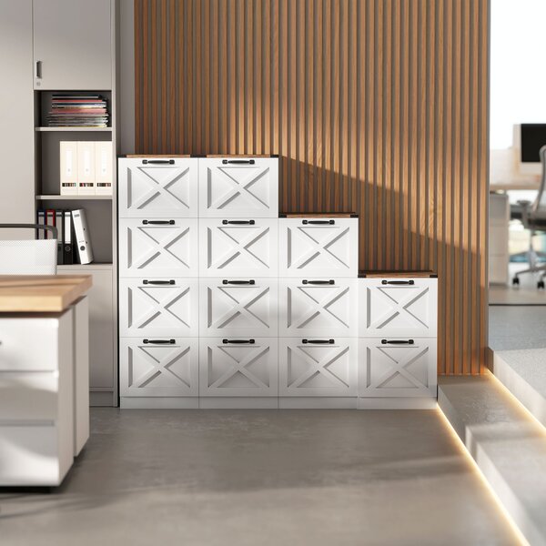 HOMCOM Cassettiera con 2 Cassetti, con Piano Porta Stampante e Guide per formato A4/Lettera, 40x40x71 cm Bianco | Aosom Italy