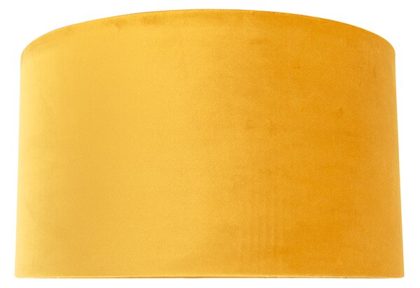 Paralume in velluto giallo ocra 35/35/20 con interno dorato