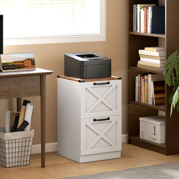 HOMCOM Cassettiera con 2 Cassetti, con Piano Porta Stampante e Guide per formato A4/Lettera, 40x40x71 cm Bianco | Aosom Italy