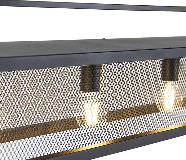 Lampada a sospensione industriale nera con rete 4 luci - Cage Rack