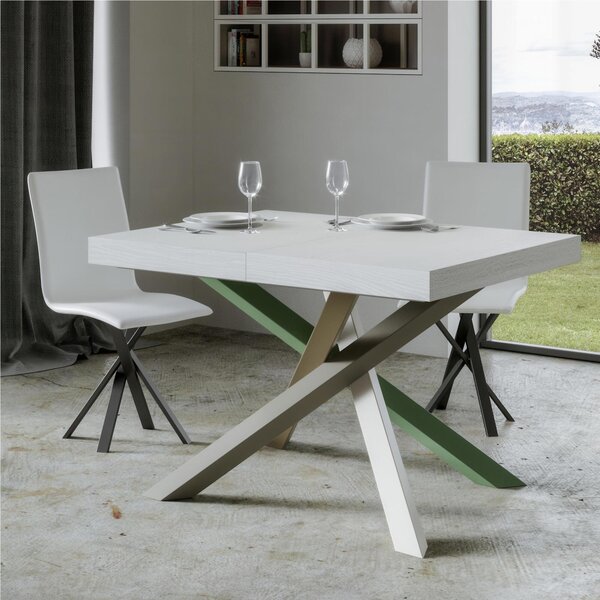 Tavolo Allungabile 160 cm con 2 allunghe VOLANTIS MULTICOLOR 90x160xh77 cm estensibile fino a 224 cm Allunghe da 52 cm, gambe in Ferro verniciate Antracite piano colore Bianco Frassino