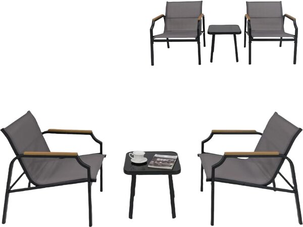 KOMFOTTEU Set da giardino 3 pezzi, set da balcone con robusta struttura in metallo e tessuto traspirante, set da giardino con 2 sedie e tavolo, salottino per terrazza o balcone