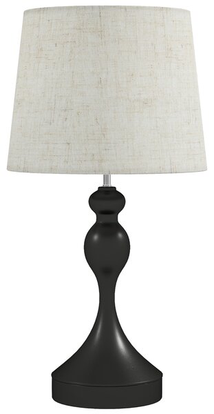 HOMCOM Lampada da Tavolo LED 3 Colori con USB-A+C, Paralume in Lino, Nero | Aosom Italy