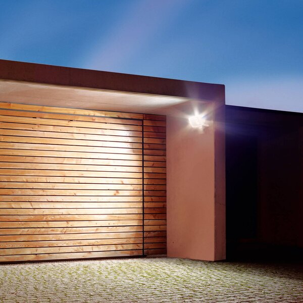 STEINEL Faretto da esterno a LED con sensore LS 300 S, nero, IP44 S, Nero, Alluminio, Moderno, Lampada LED da esterni
