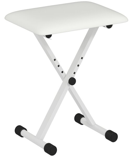 HOMCOM Sgabello per pianoforte pieghevole, regolabile in altezza, imbottito in PU, 39 x 29 x 37-47 cm, Bianco | Aosom Italy