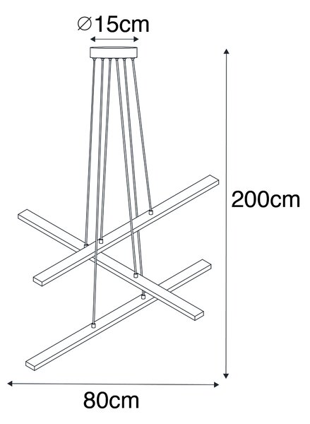 Lampada a sospensione nera incl. LED dimmerabile a 3 livelli 6 luci - Jolanta