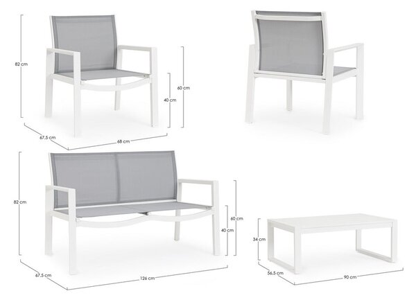 Set di mobili da giardino bianco in alluminio per 4 persone Kallen – Bizzotto