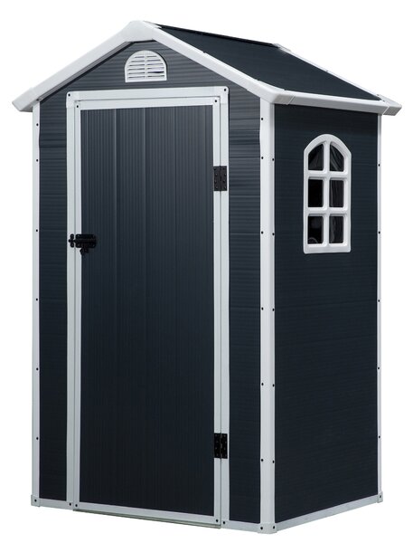 Outsunny Casetta da Giardino Porta Attrezzi in Plastica, 134x104x204 cm, Grigio