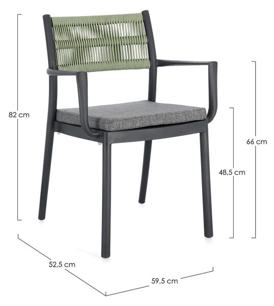Sedie da esterno in set grigie in plastica 4 pz Alvin – Bizzotto