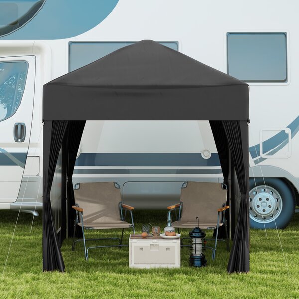 Outsunny Gazebo Pieghevole, 4 pareti rimovibili, 2 finestre, Telaio in metallo, 2 x 2m, Nero | Aosom Italy