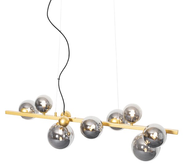 Lampadario Art Déco oro con vetro fumé 8 luci - DAVID