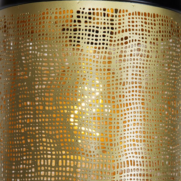 Lampadario vintage nero con ottone rotondo a 3 luci - Kayleigh