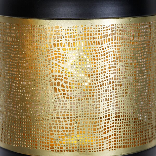Lampada a sospensione vintage nera con ottone oblungo 3 luci - Kayleigh