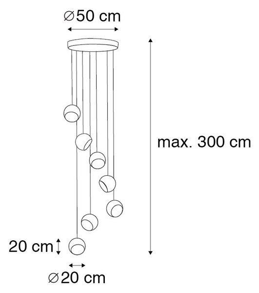 Lampada a sospensione nera con interno dorato 7 luci - Crooked Cluster
