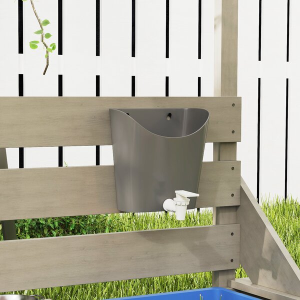 Outsunny Sandbox con tetto solare Piratenschiff, incluso set da cucina per bambini, Legno massello, 180 x 103 x 144,5 cm, Grigio | Aosom Italy