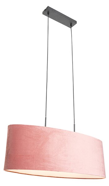 Lampada a sospensione moderna nera con paralume rosa 2 luci - Tanbor