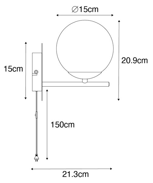 Lampada da parete Art Déco nera e vetro fumé - Flore