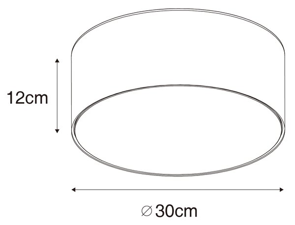 Plafoniera moderna nera 30 cm con interno oro - Drum