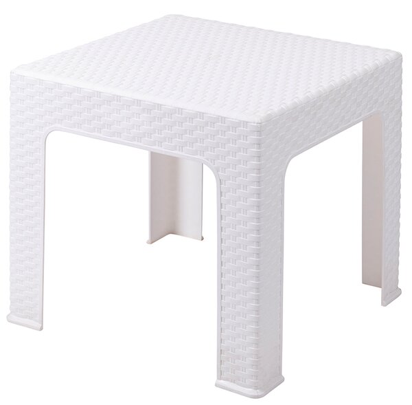 Tavolino quadrato da salotto in resina effetto rattan 43x43x42 cm Belgium - White