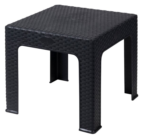 Tavolino quadrato da salotto in resina effetto rattan 43x43x42 cm Belgium - Black