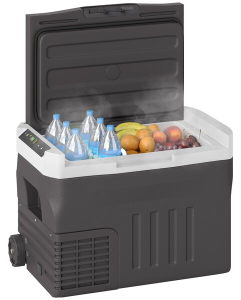 Outsunny 30 Litri Frigorifero Compressore Elettrico con Modalità ECO LED Collegamento Funzione di Mantenimento del Freddo Nero | Aosom Italy