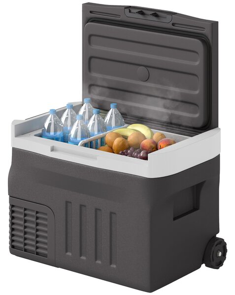 Outsunny 30 Litri Frigorifero Compressore Elettrico con Modalità ECO LED Collegamento Funzione di Mantenimento del Freddo Nero | Aosom Italy