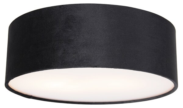 Plafoniera moderna nera 30 cm con interno oro - Drum