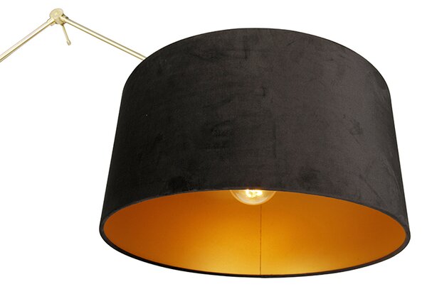 Lampada da terra moderna con paralume in velluto oro nero 50 cm - Editor
