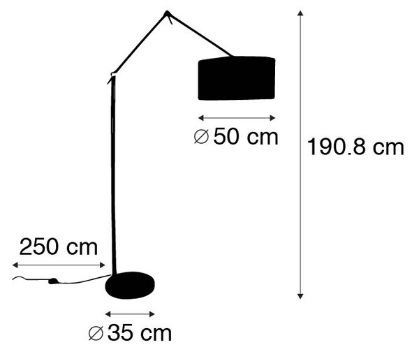 Lampada da terra moderna con paralume in velluto oro nero 50 cm - Editor